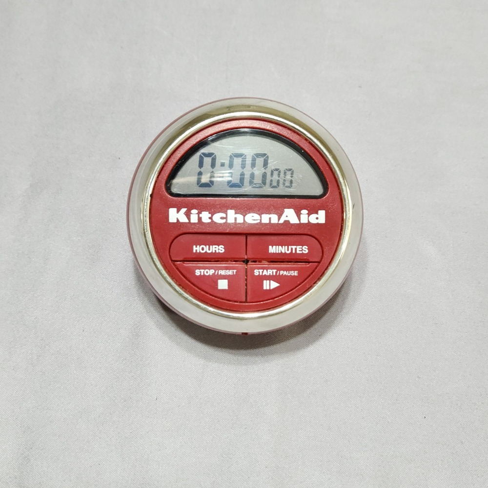 KitchenAid Digital Kitchen Timer Red Magnetic Round LCD Display Cooking Tool
